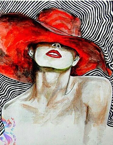 Woman in Red Paint By Numbers