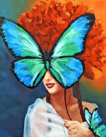 Colorful Girl With Butterfly Paint By Numbers