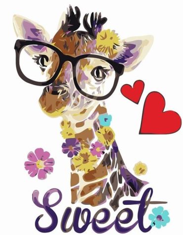 Colorful Giraffe With Glasses Paint By Numbers