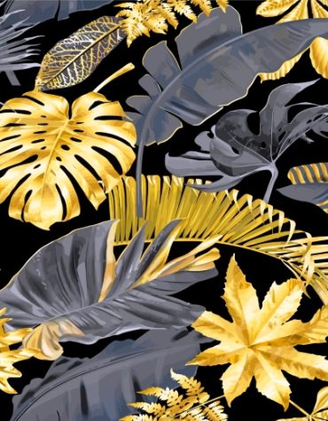 Golden Monstera Leaf Paint By Numbers