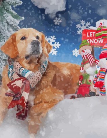 Golden Retriever Winter Holiday Paint By Numbers