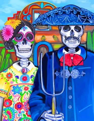 Gothic Skulls Couples Paint By Numbers