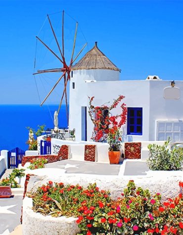 Santorini Blue Sky View Paint By Numbers