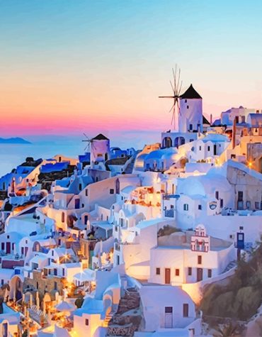 Greece Night Lights Paint By Numbers
