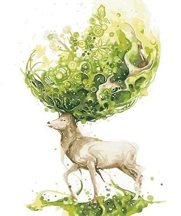 Abstract Green Deer Paint By Numbers