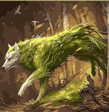 Green Wolf Animal Paint By Numbers
