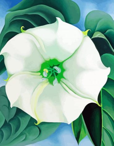 Green and White Floral Paint By Numbers