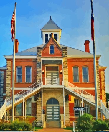 Grimes County Courthouse Texas Scene Paint By Numbers