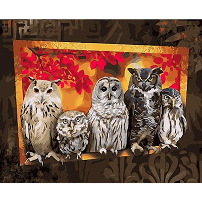 Group of Eastern Screech Owls Paint By Numbers