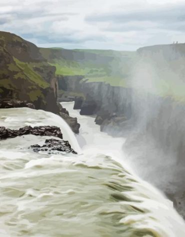 Gullfoss Waterfalls in Nature Paint By Numbers
