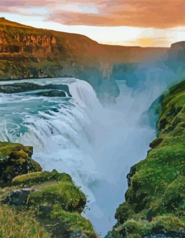Gullfoss Iceland Waterfall Paint By Numbers