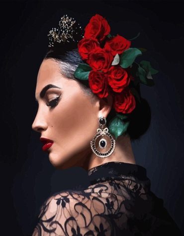 Gypsy Woman Red Roses Paint By Numbers