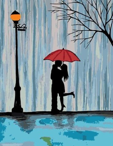 Lovers Under Red Umbrella Paint By Numbers