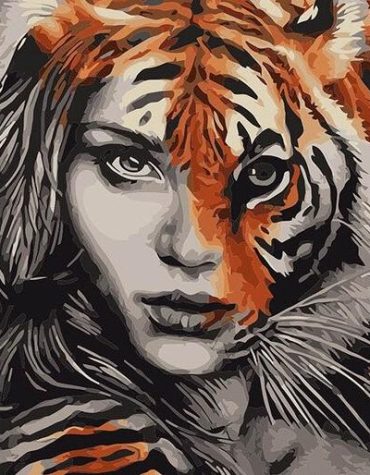 Half Lion Half Woman Animal Paint By Numbers