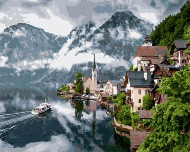 Winter Hallstatt Landscape Paint By Numbers