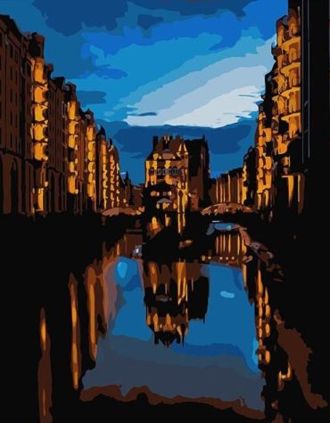 Hamburg Night Cityscape Paint By Numbers