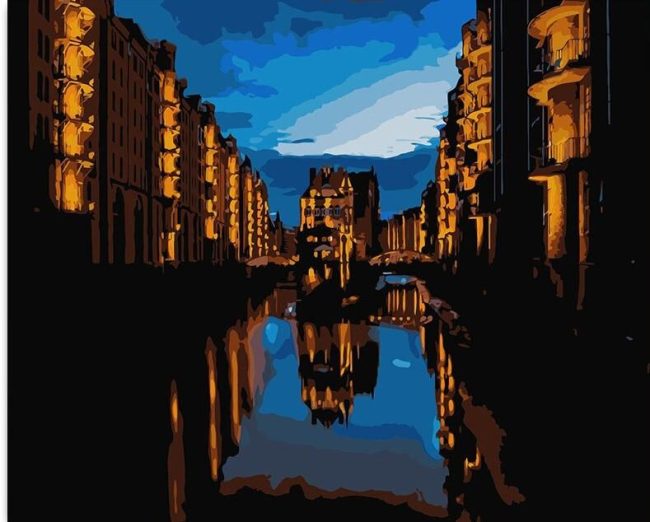 Hamburg Night Cityscape Paint By Numbers