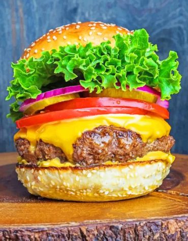Delicious Burger Art Paint By Numbers