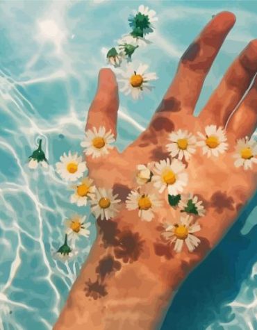 Hands And Daisies In Water Paint By Numbers