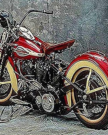 Antique Harley Davidson Motorbike Paint By Numbers