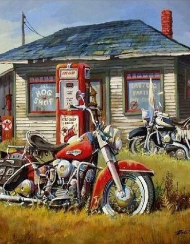 Vintage Harley Davidson Bikes Paint By Numbers