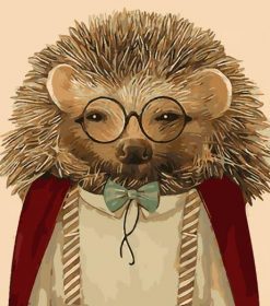 Hedgehog Wearing Glasses Paint By Numbers