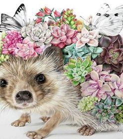 Hedgehog and Floral Art Paint By Numbers
