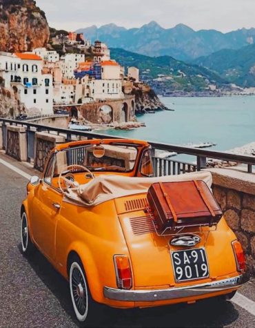 Amalfi Coast Vintage Car Seascape Paint By Numbers