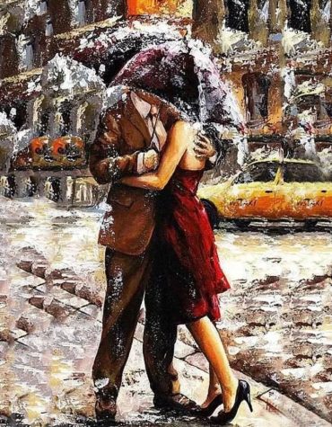 Romantic Snowy Hug Paint By Numbers