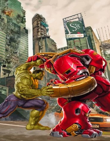 Hulk vs Iron Man Battle Paint By Numbers