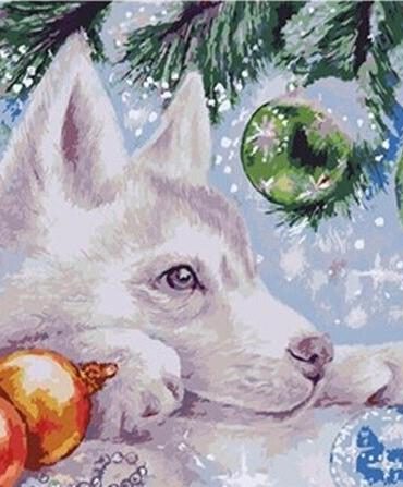 Husky and Christmas Paint By Numbers