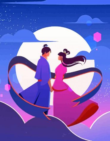 Moonlit Chinese Lovers Romance Paint By Numbers