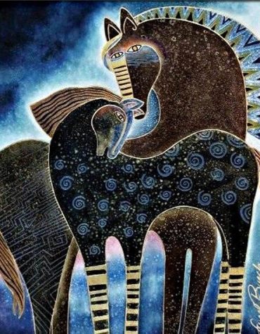 Indigo Horses Abstract Art Paint By Numbers