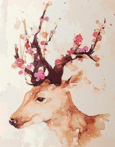 Majestic Deer and Flowers Paint By Numbers