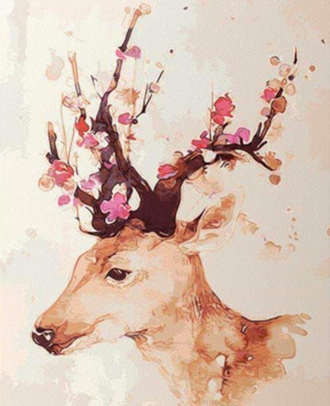 Majestic Deer and Flowers Paint By Numbers