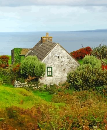 Coastal Irish Cottage Seascape Paint By Numbers