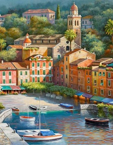 Italian Harbour Village Scene Paint By Numbers