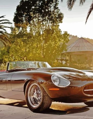 Jaguar E Type Sunset Scene Paint By Numbers