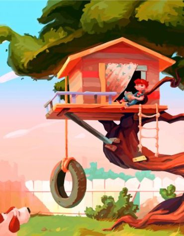 Child's Adventure in Tree House Paint By Numbers