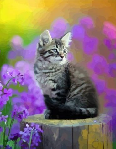 Purple Kitten Scene Paint By Numbers