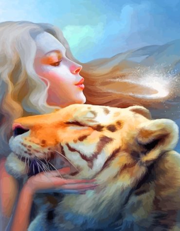 Lady with Malayan Tiger Paint By Numbers