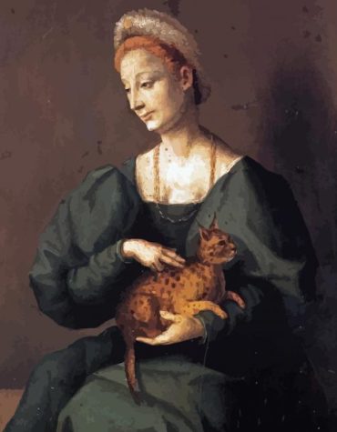 Lady And Cat Vintage Paint By Numbers