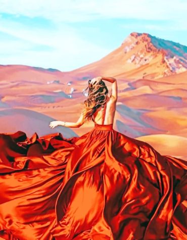 Flowy Dress in Desert Scene Paint By Numbers