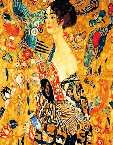 Lady with Fan Gustav Klimt Masterpiece Paint By Numbers