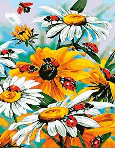 Ladybird and Sunflowers Paint By Numbers