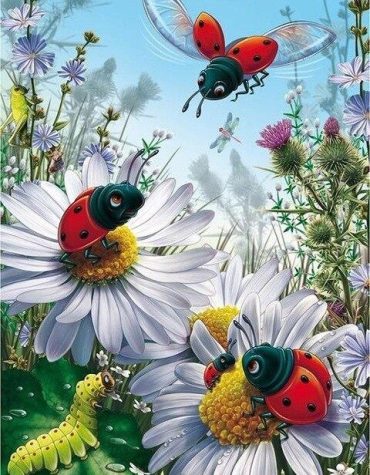 Ladybugs on Blossom Paint By Numbers