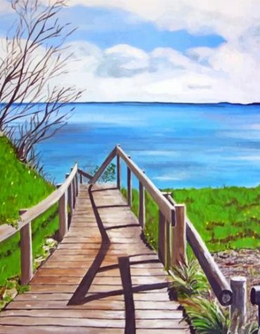 Scenic Lake Boardwalk Paint By Numbers