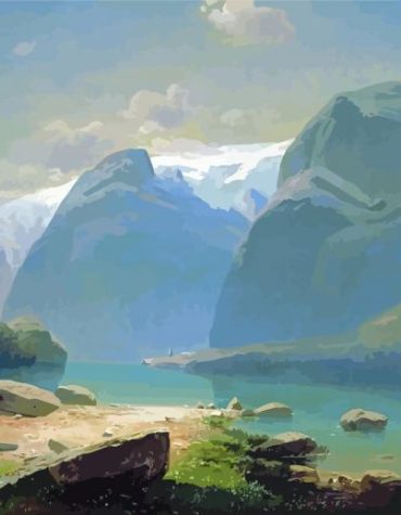 Swiss Mountain Lake Scenery Paint By Numbers