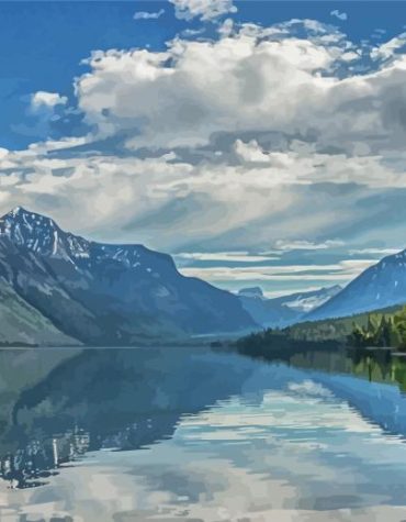 Lake McDonald Mountain Reflections Paint By Numbers