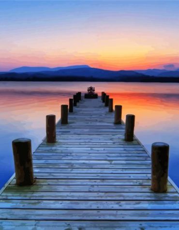 Golden Lake Bridge Sunset Paint By Numbers